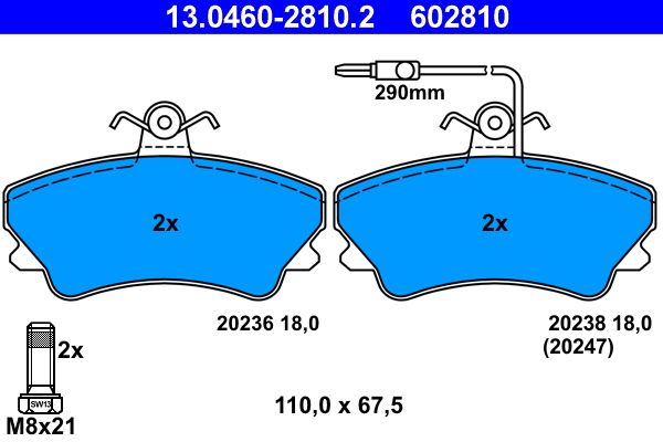 Klocki hamulcowe ATE 13.0460-2810.2