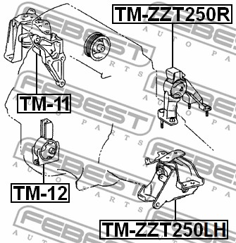 Poduszka silnika FEBEST TM-ZZT250R