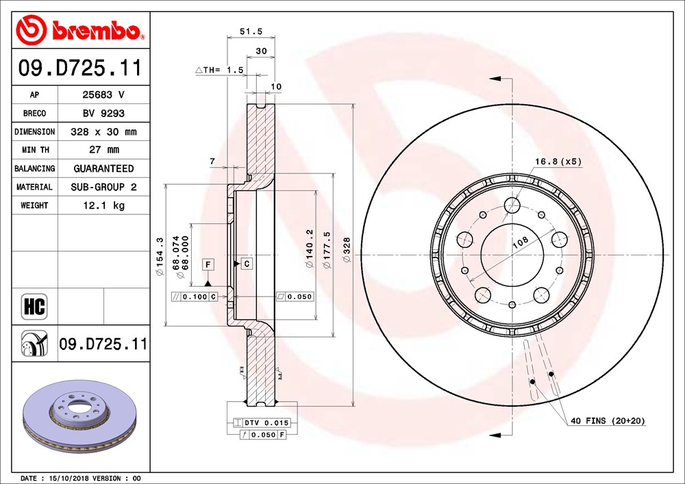 Tarcza hamulcowa BREMBO 09.D725.11