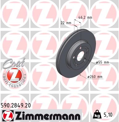 Tarcza hamulcowa ZIMMERMANN 590.2849.20