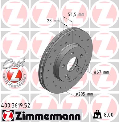 Tarcza hamulcowa ZIMMERMANN 400.3619.52