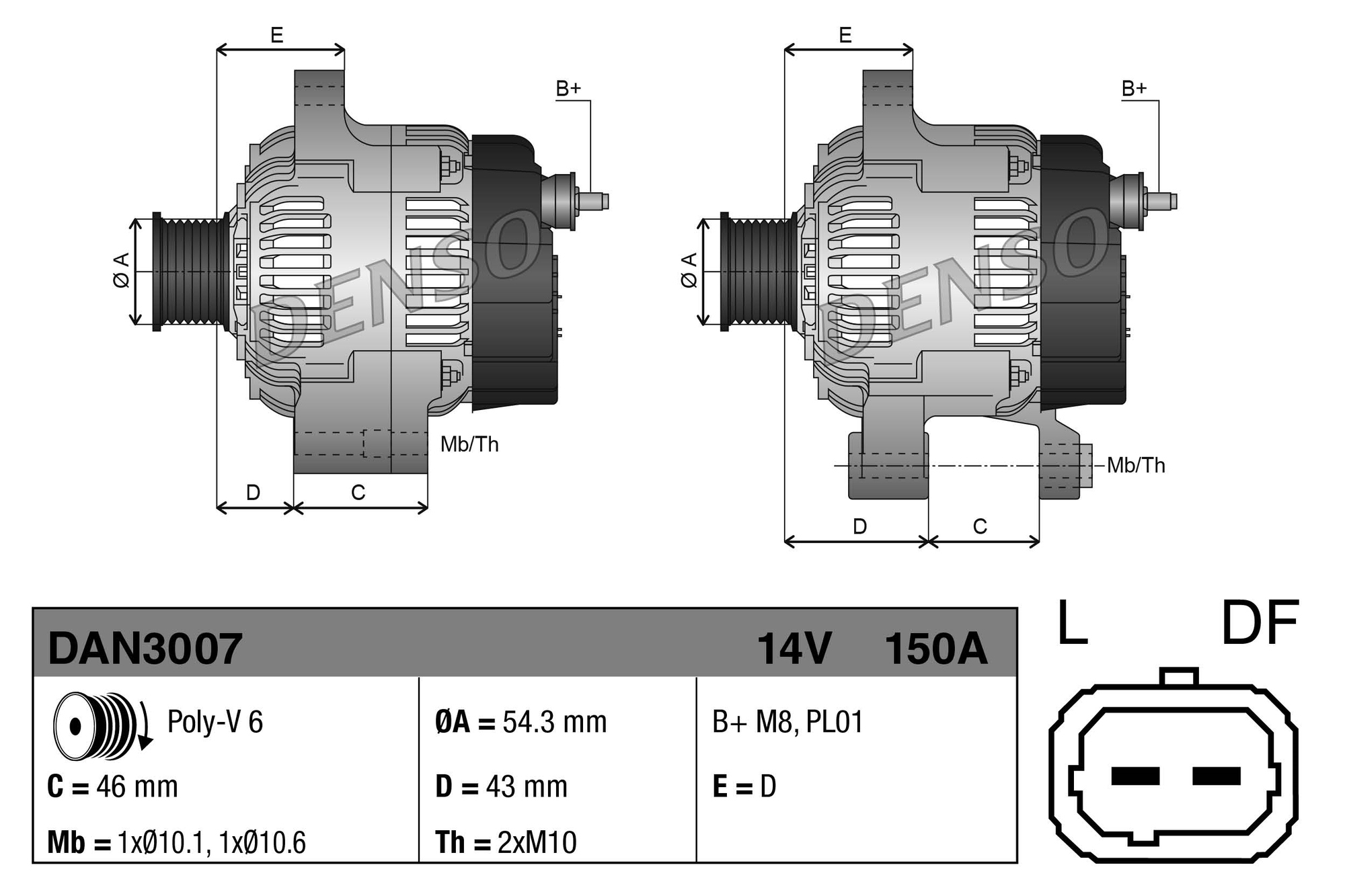 Alternator DENSO DAN3007