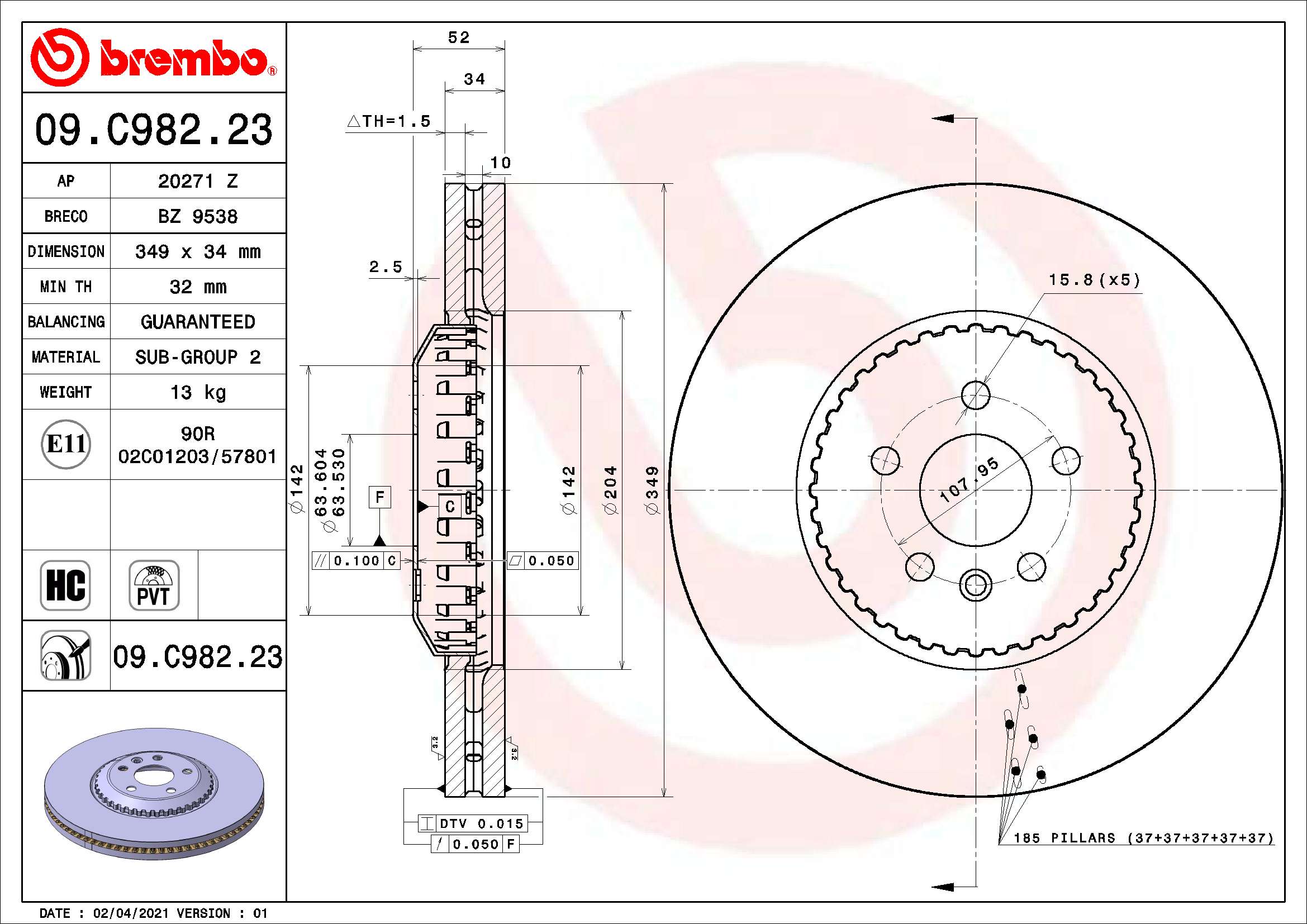 Tarcza hamulcowa BREMBO 09.C982.23