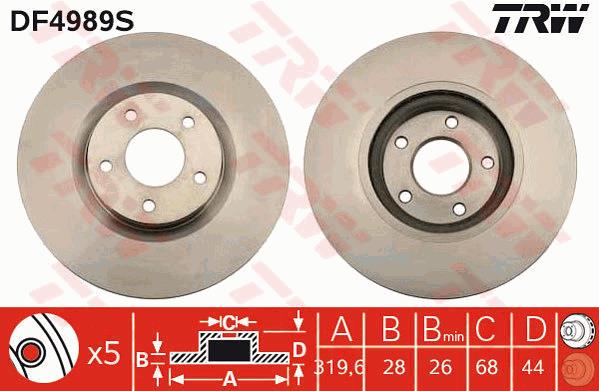 Tarcza hamulcowa TRW DF4989S