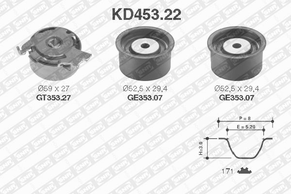 Zestaw paska rozrządu SNR KD453.22