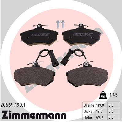 Klocki hamulcowe ZIMMERMANN 20669.190.1