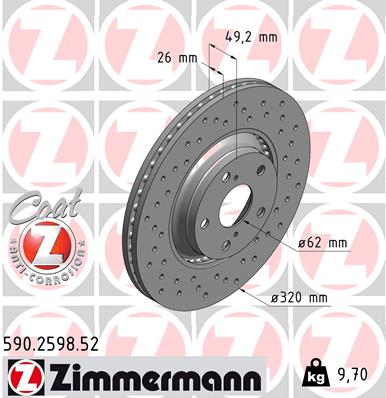 Tarcza hamulcowa ZIMMERMANN 590.2598.52