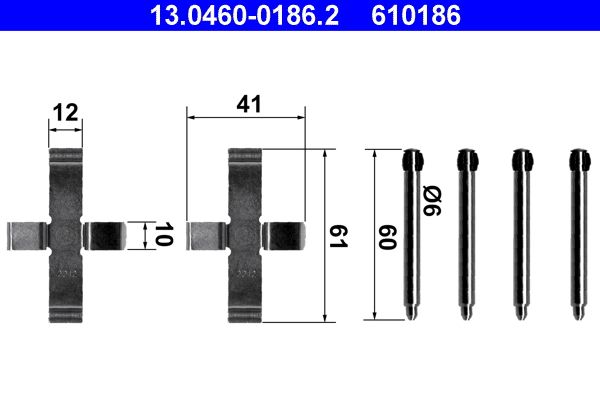 Zestaw akcesoriów montażowych  klocków hamulcowych ATE 13.0460-0186.2