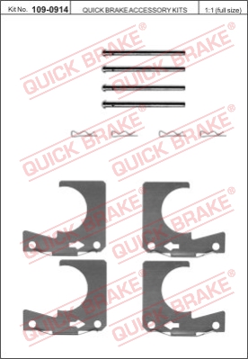 Zestaw akcesoriów montażowych  klocków hamulcowych QUICK BRAKE 109-0914