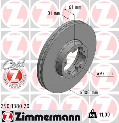 Tarcza hamulcowa ZIMMERMANN 250.1380.20