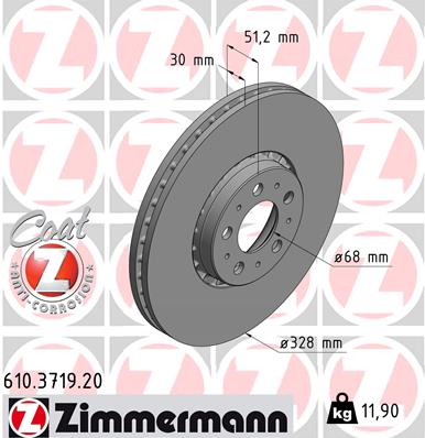 Tarcza hamulcowa ZIMMERMANN 610.3719.20