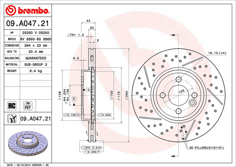 Tarcza hamulcowa BREMBO 09.A047.21