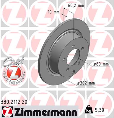 Tarcza hamulcowa ZIMMERMANN 380.2112.20