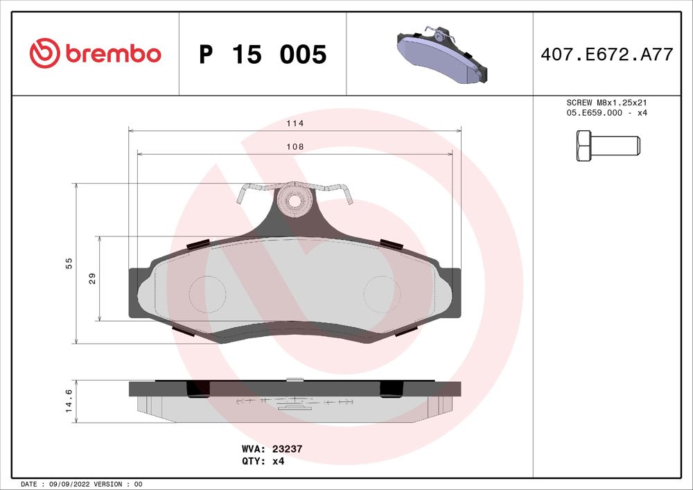 Klocki hamulcowe BREMBO P 15 005