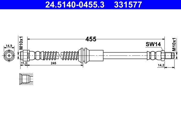 Przewód hamulcowy elastyczny ATE 24.5140-0455.3