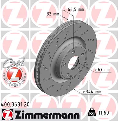 Tarcza hamulcowa ZIMMERMANN 400.3681.20
