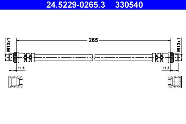 Przewód hamulcowy elastyczny ATE 24.5229-0265.3