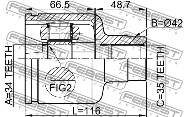 Przegub FEBEST 2111-GE30RH