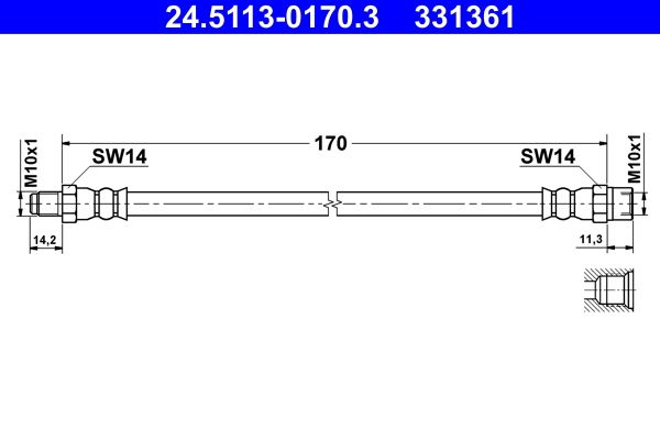Przewód hamulcowy elastyczny ATE 24.5113-0170.3