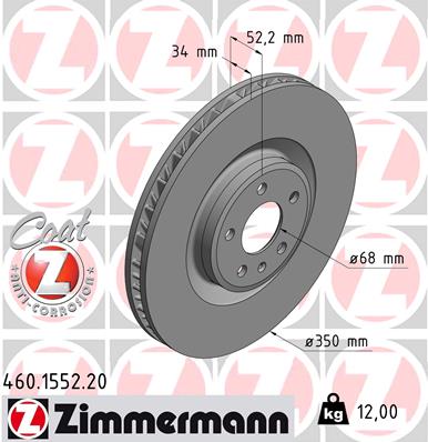 Tarcza hamulcowa ZIMMERMANN 460.1552.20