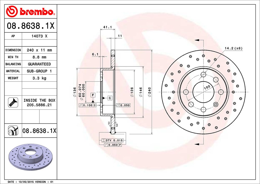 Tarcza hamulcowa BREMBO 08.8638.1X