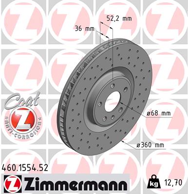 Tarcza hamulcowa ZIMMERMANN 460.1554.52