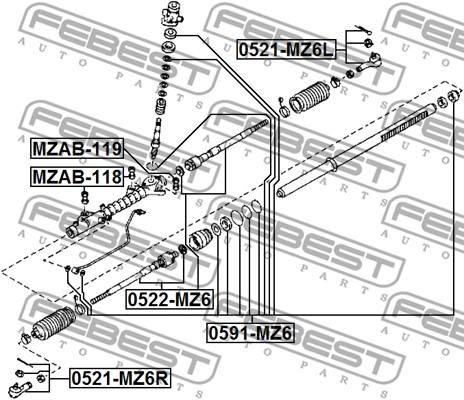 Poduszka przekładni kierowniczej FEBEST MZAB-119