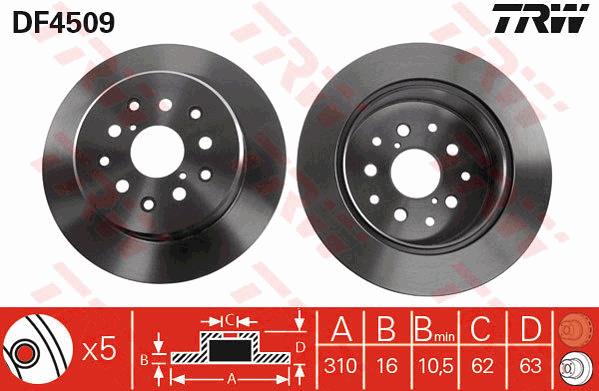 Tarcza hamulcowa TRW DF4509