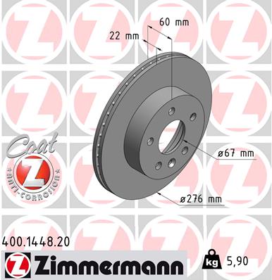 Tarcza hamulcowa ZIMMERMANN 400.1448.20