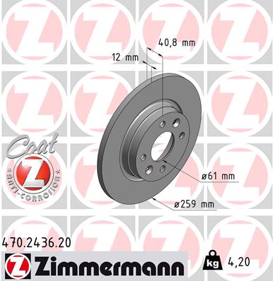 Tarcza hamulcowa ZIMMERMANN 470.2436.20