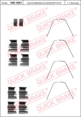 Zestaw akcesoriów montażowych  klocków hamulcowych QUICK BRAKE 109-1651