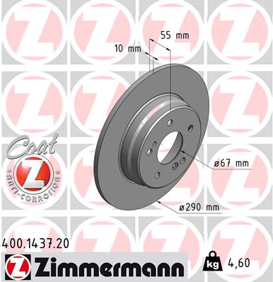 Tarcza hamulcowa ZIMMERMANN 400.1437.20