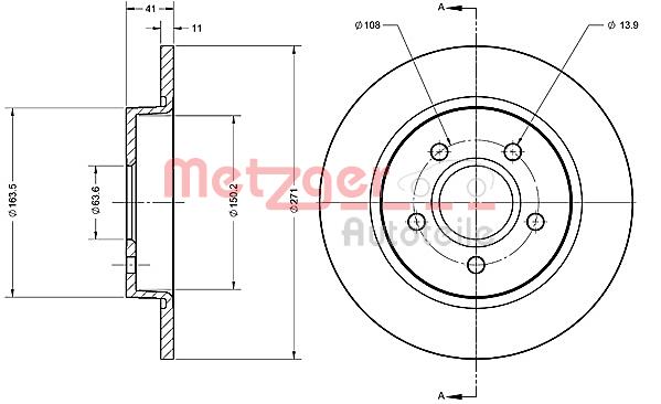 Tarcza hamulcowa METZGER 6110566