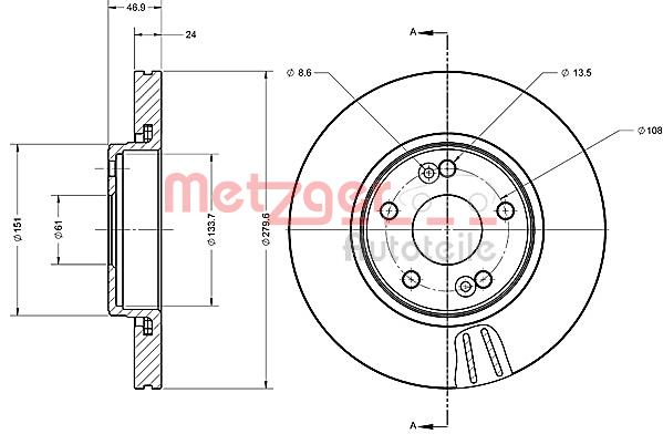 Tarcza hamulcowa METZGER 6110600