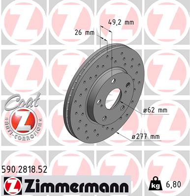 Tarcza hamulcowa ZIMMERMANN 590.2818.52