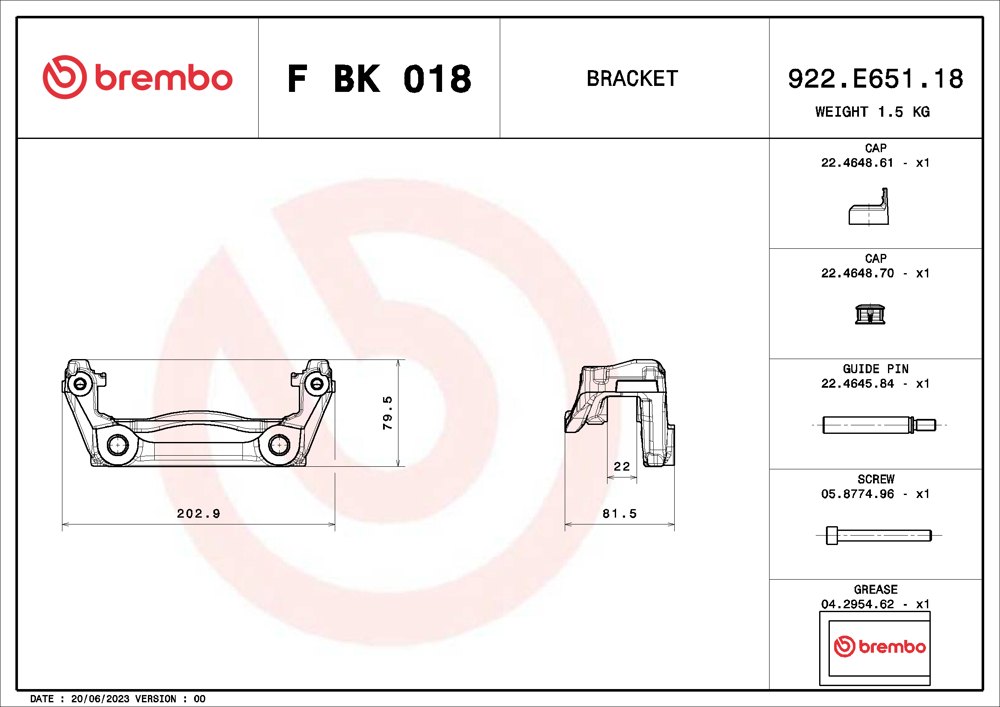 Mocowanie zacisku hamulca - zestaw BREMBO F BK 018