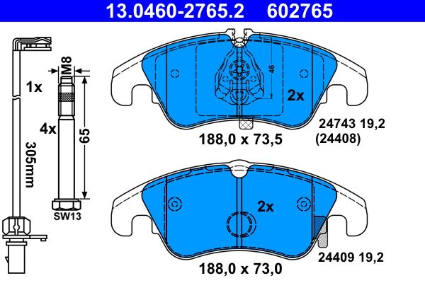 Klocki hamulcowe ATE 13.0460-2765.2