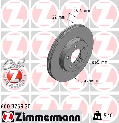 Tarcza hamulcowa ZIMMERMANN 600.3259.20