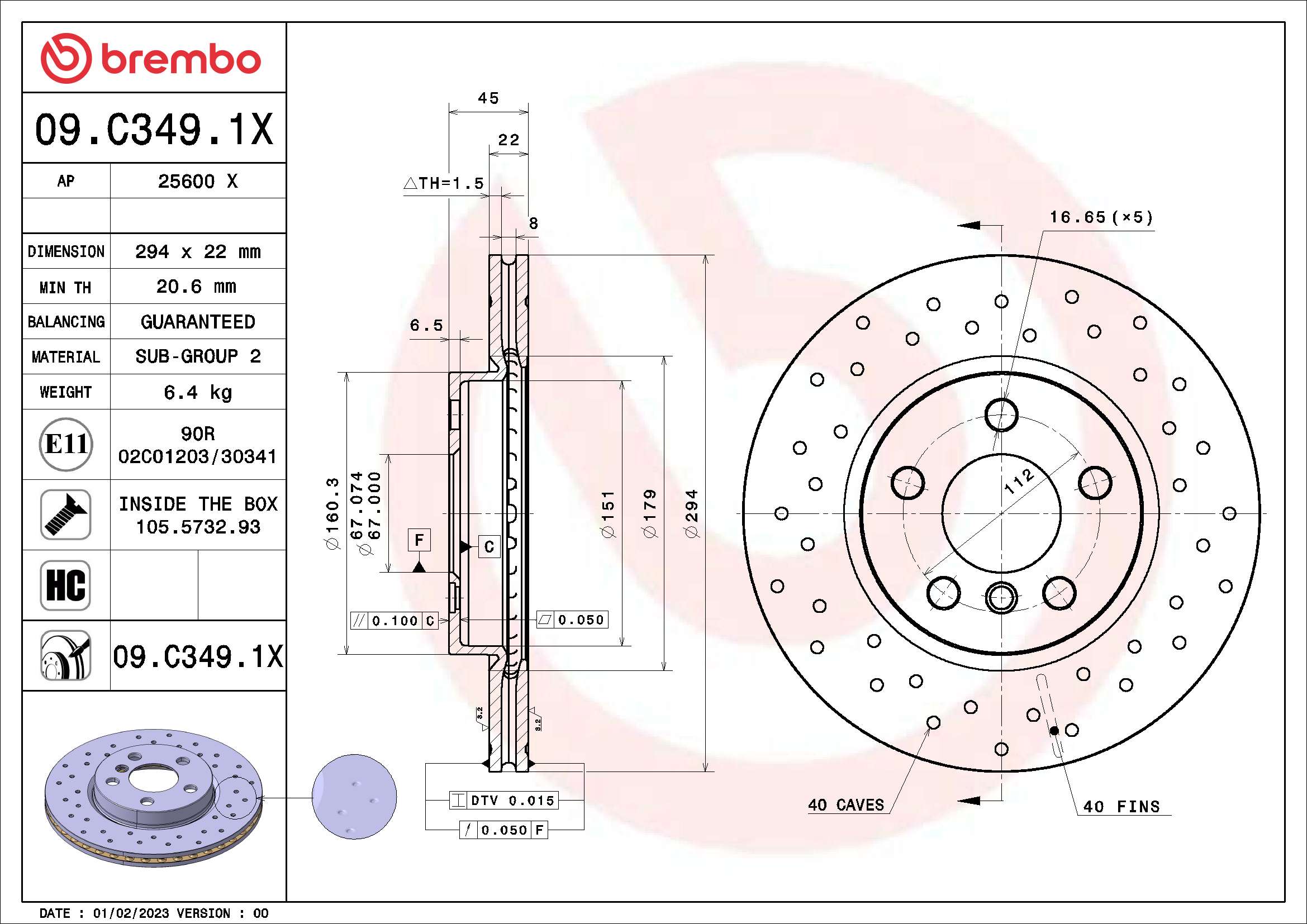 Tarcza hamulcowa BREMBO 09.C349.1X