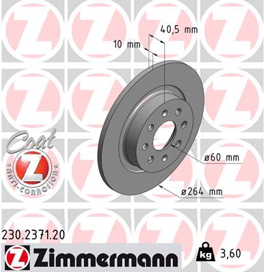 Tarcza hamulcowa ZIMMERMANN 230.2371.20