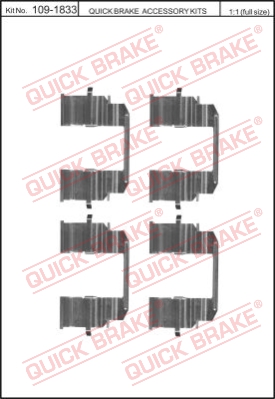 Zestaw akcesoriów montażowych  klocków hamulcowych QUICK BRAKE 109-1833