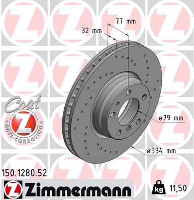 Tarcza hamulcowa ZIMMERMANN 150.1280.52