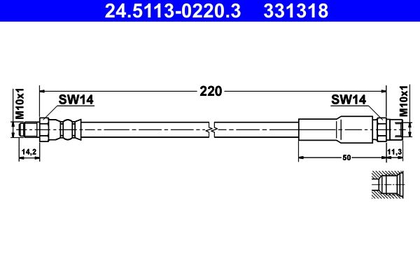 Przewód hamulcowy elastyczny ATE 24.5113-0220.3