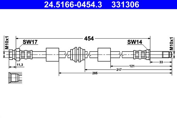Przewód hamulcowy elastyczny ATE 24.5166-0454.3