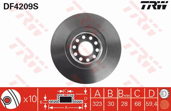 Tarcza hamulcowa TRW DF4209S