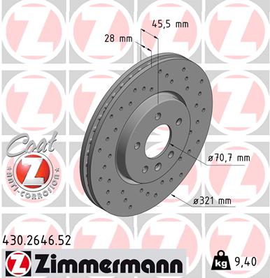 Tarcza hamulcowa ZIMMERMANN 430.2646.52