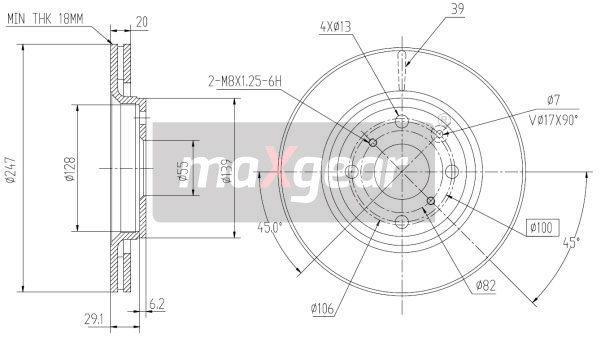 Tarcza hamulcowa MAXGEAR 19-1844