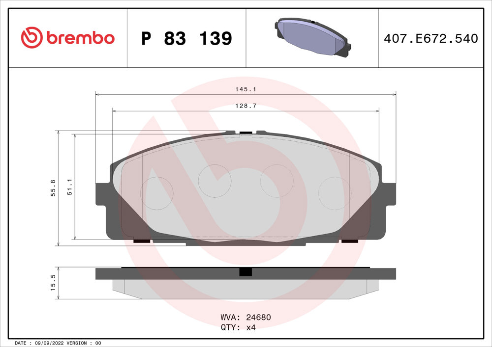 Klocki hamulcowe BREMBO P 83 139