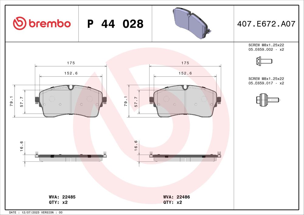 Klocki hamulcowe BREMBO P 44 028