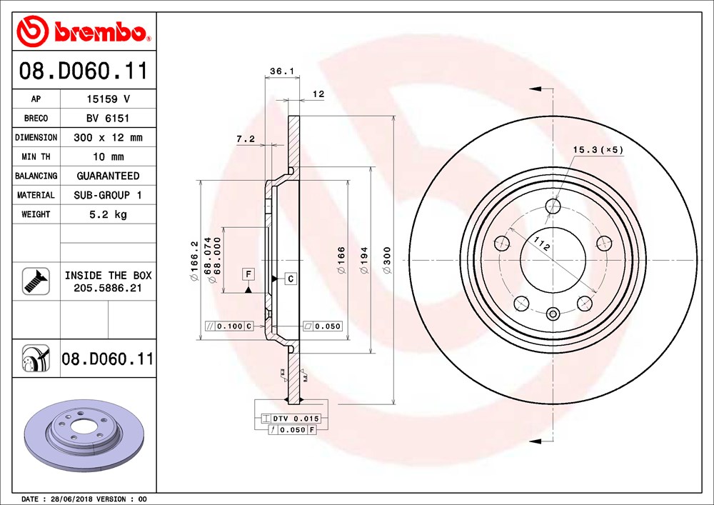 Tarcza hamulcowa BREMBO 08.D060.11